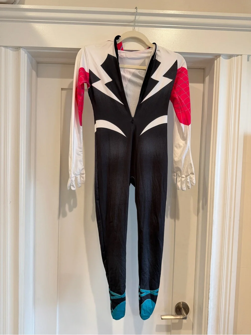 Gwen Stacy Spidergirl Jumpsuit Costume in Black, White & Pink